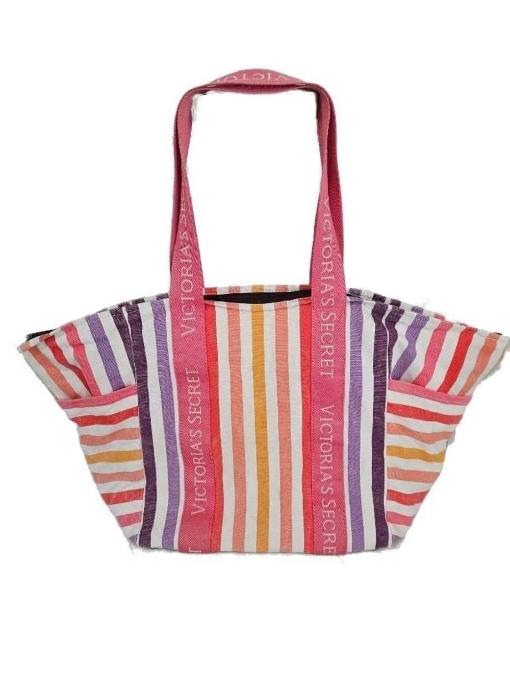 Victoria's Secret Multi-Color Striped Canvas Weekender Tote Bag
